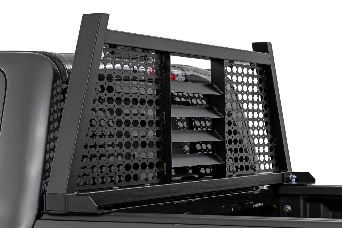 Ram 1500 Headache Rack - Rough Country - Dual Molle Panels - Gloss Black - '19-'26